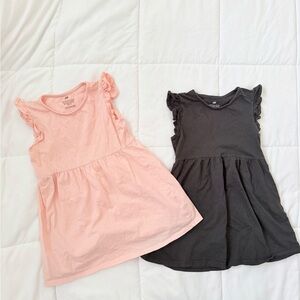 Set of Pink & Black Ruffle Sleeve Dresses